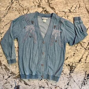 Women’s Vintage 90s Laurante- Italy Jacket S Embroidered Appliqué Faux Pearl- SM